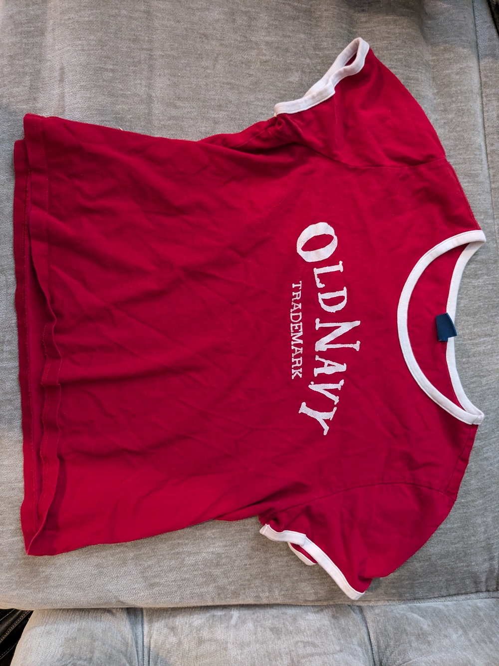 Old Navy Women's Red Logo Ringer Tee